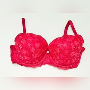Victoria's Secret Dream Angels Lined Demi Underwire Bra Size 38DD/E85 Floral Red